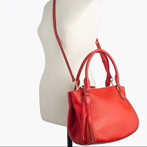 J Crew Payton Smooth Leather Satchel BLACK